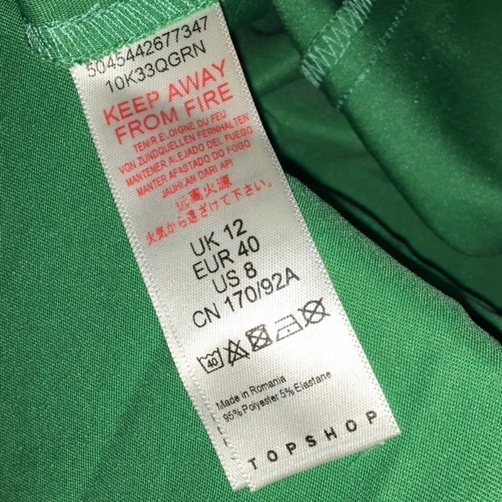 TopShop Angel Sleeve Bias Cut Satin Dress Green 8 - Picture 11 of 11
